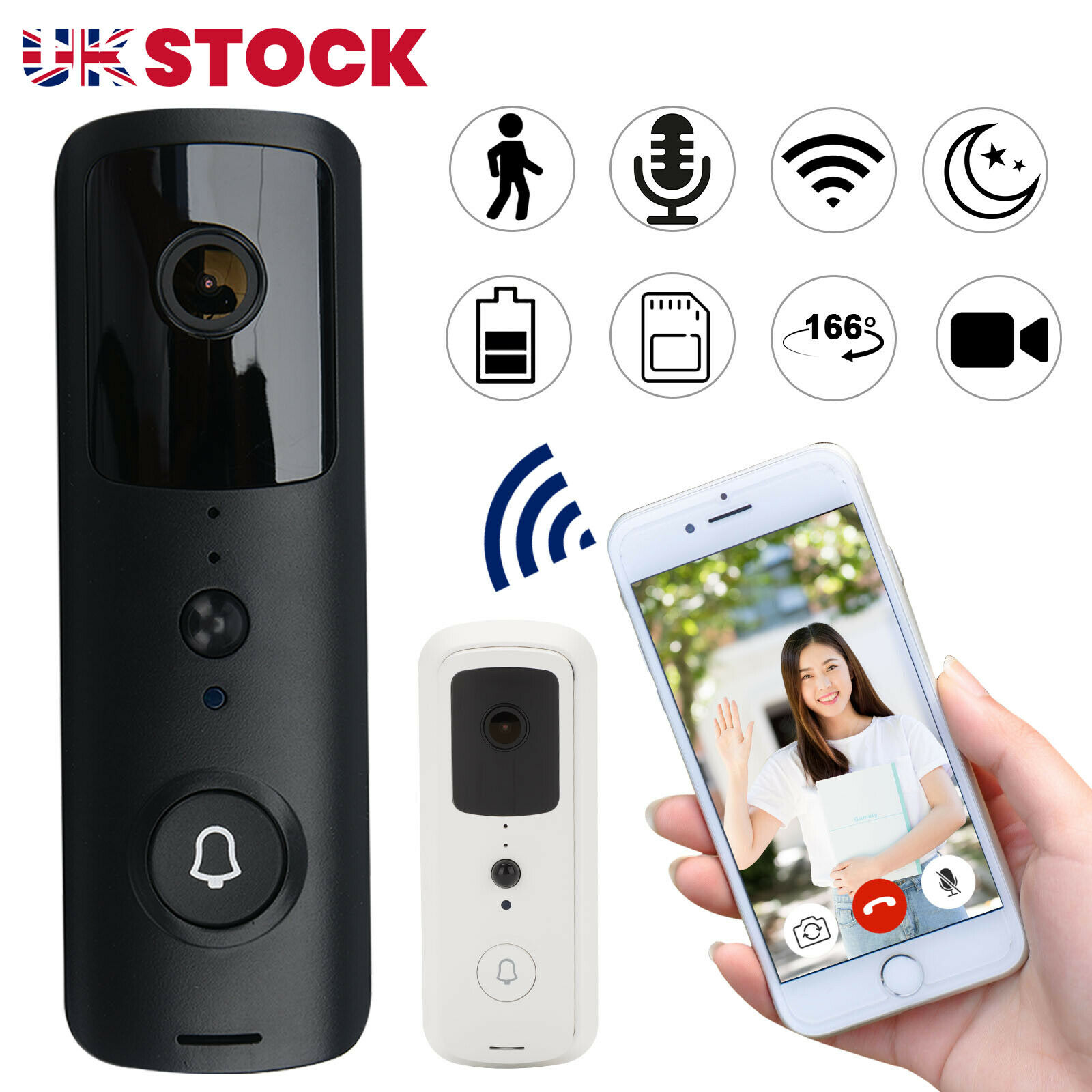 1080p Smart Video Doorbell Wifi Wireless Intercom Door Ring Camera Bell 